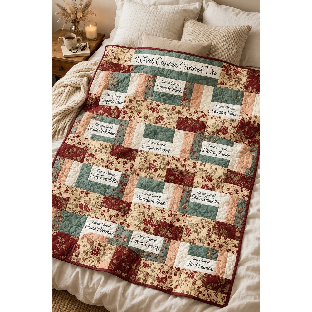Handmade Quilt What Cancer Cannot Do Written Message Throw 42x54
